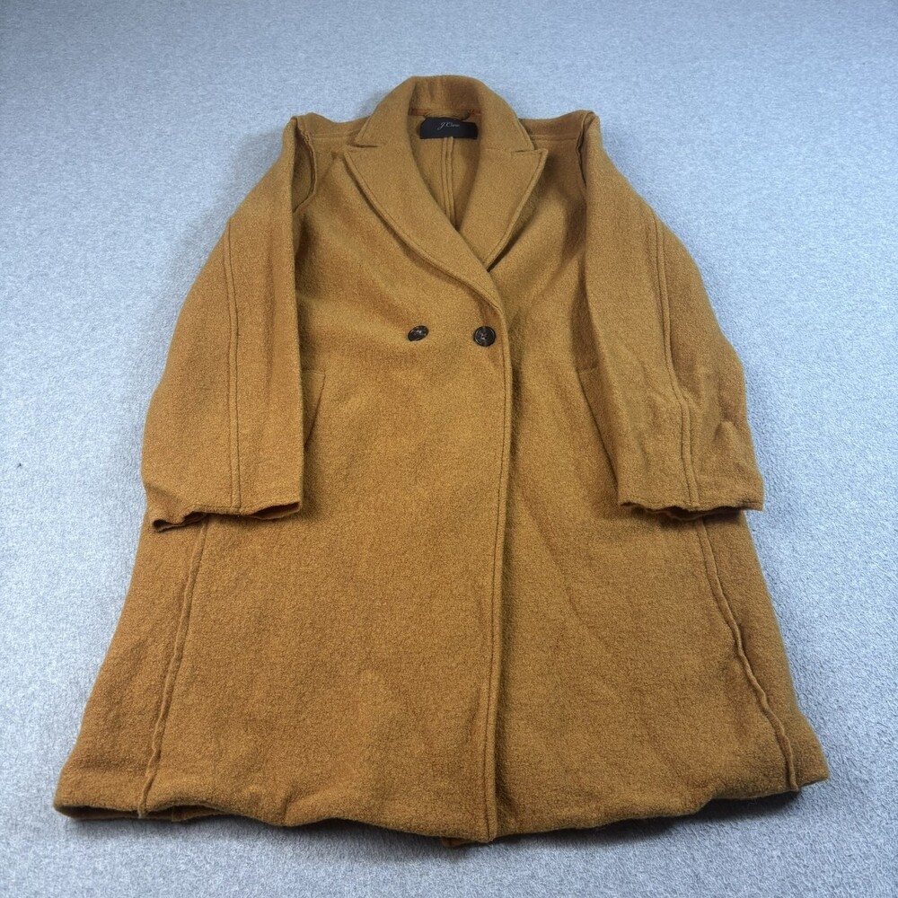 J Crew Boiled Wool Coat Women Medium Brown Jacket Long Trench Heritage Academia